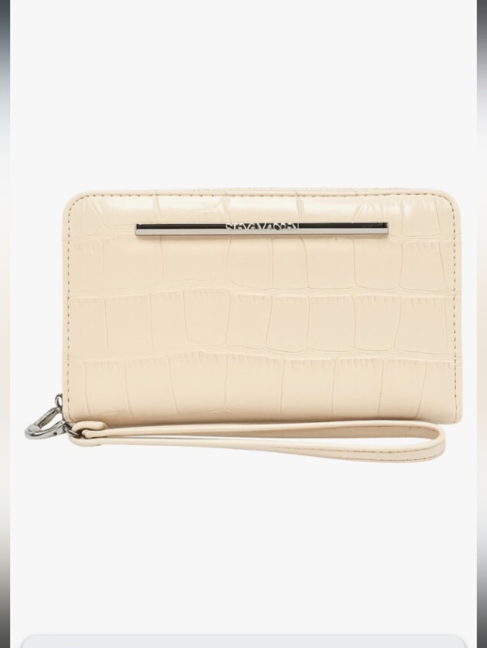 Cream Croc-Embossed Wristlet Wallet By Steve Madden ✨